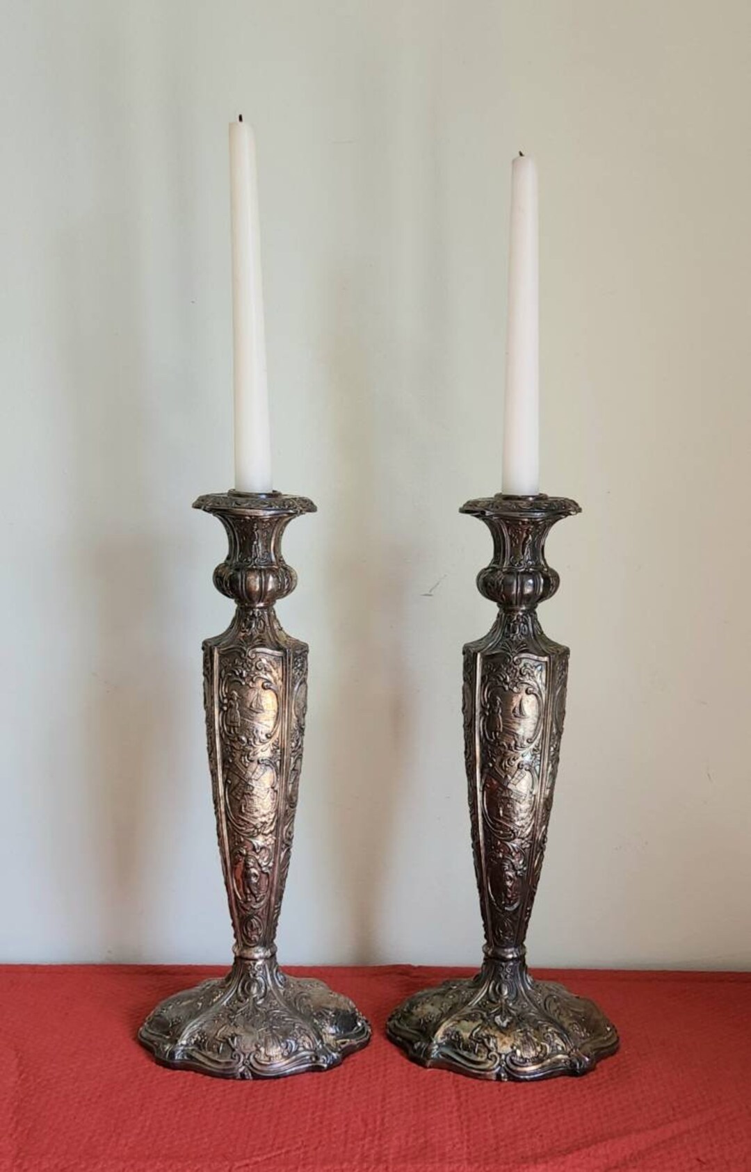 Vintage E.& J. B. Dutch Motif Candlesticks 14