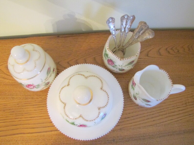 Heisey Beaded Swag EAPG Custard Glass Covered Butter Dish with Etsy