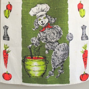 Vintage Poodle Linen Kitchen Tea Towel, Poodle Chef, Dog Lover Gift