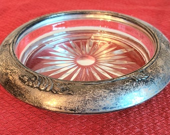 Vintage Frank M. Whiting & Co. Sterling Silver and Glass Coaster