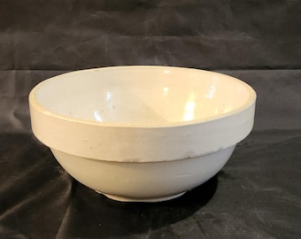 Large 10" Antique Stoneware Shoulder Bowl Farmhouse Rustic Decor #3