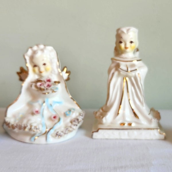 Vintage Wedding Party Angels Japan Figurine, Bride, Groom, Maid of Honor, Flower Girl, Minister/Priest