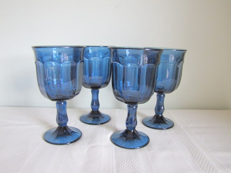 Libbey Duratuff Gibraltar Dusky Blue Water Wine Glasses Set of Etsy