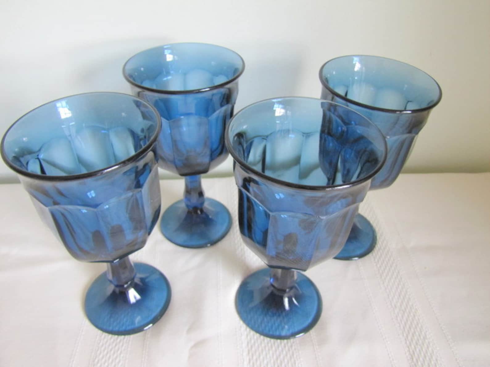 Libbey Duratuff Gibraltar Dusky Blue Water Wine Glasses Set of Etsy