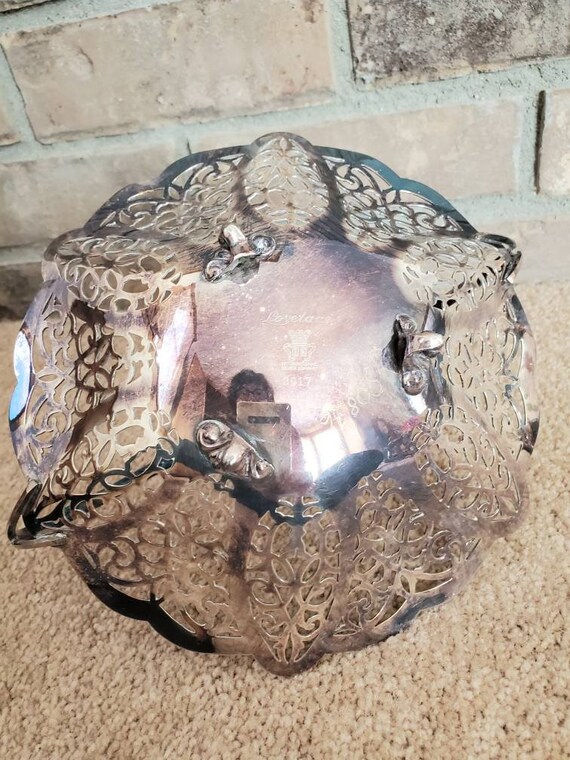 Vintage Silverplate Lovelace Footed Brides Basket With Handle