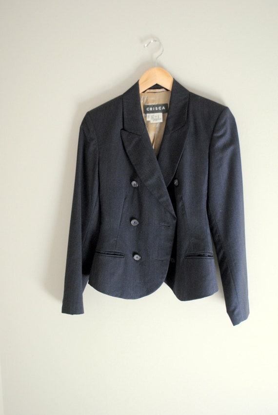 Coats, Outerwear Louis Vuitton Louis Vuitton Dark Blue Wool Angora Blend Classic Coat with Gold Buttons Sz 38