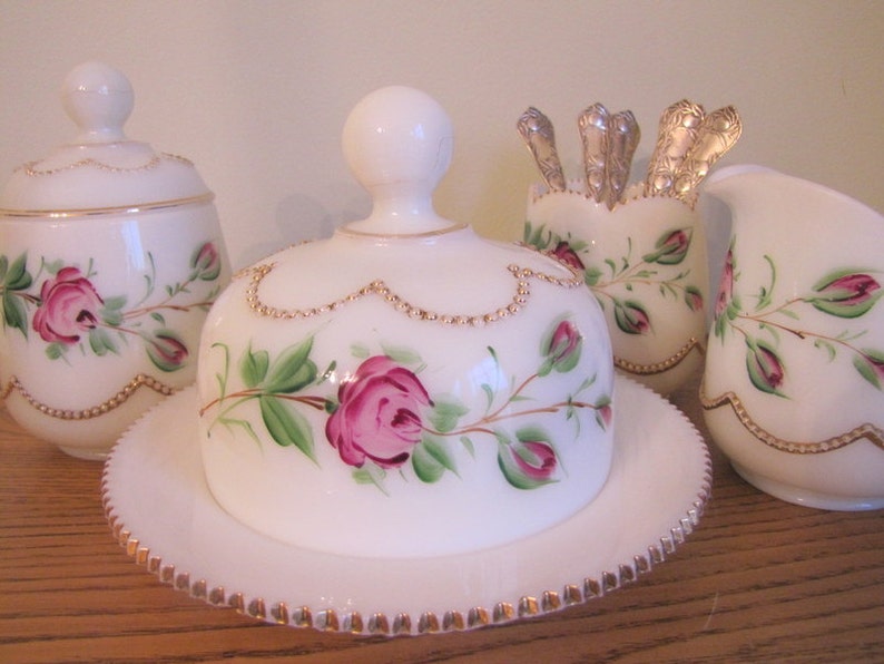 Heisey Beaded Swag EAPG Custard Glass Covered Butter Dish with Etsy