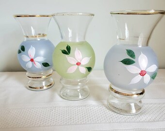 Vintage Flower Vase by Indiana Glass Bartlett Collins Hand Painted Vintage Flower Vase by Indiana Glass Bartlett Collins Hand Painted