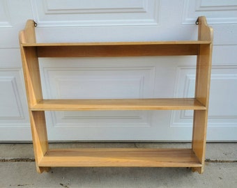 Vintage  Large 3 Tier Wood Shelf Solid Hanging Wall Shelf