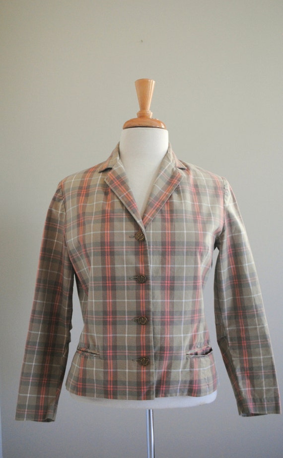 Vintage Bobbie Brooks Plaid Cotton Blazer Jacket,… - image 6