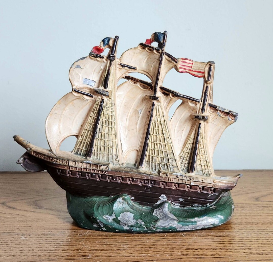 Vintage Old Ironsides Ship Bookend Etsy