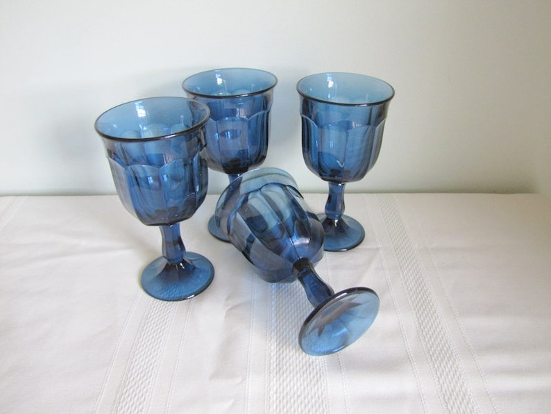 Libbey Duratuff Gibraltar Dusky Blue Water Wine Glasses Set of Etsy