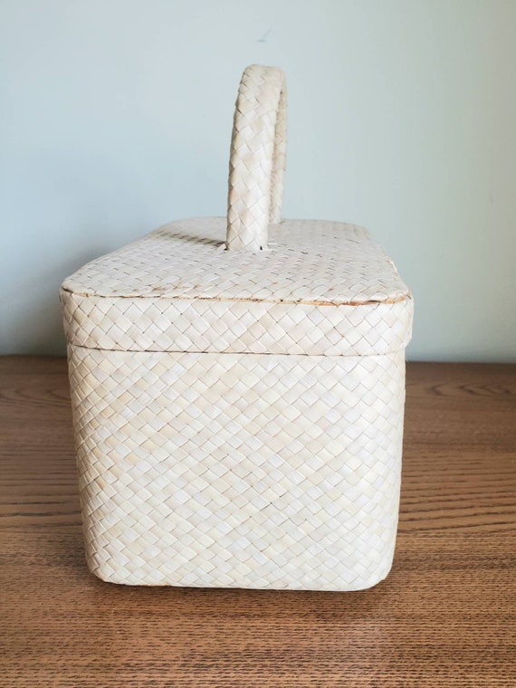 Vintage Basket Box Straw Purse Tote, Makeup Bag - image 8