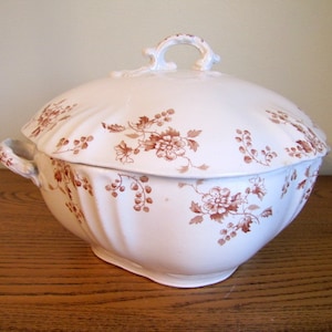 Soup Tureen Antique England Brown Ironstone Transferware Soup Tureen Mellor Taylor & Co.