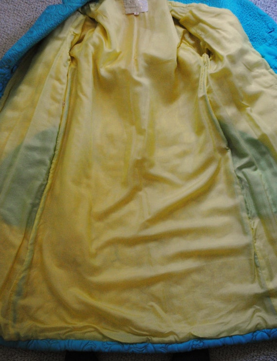 1950s Dress and Jacket Set in Aqua with Gold Trim