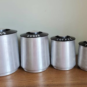 Vintage Kromex Spun Aluminum Kitchen Canister Set