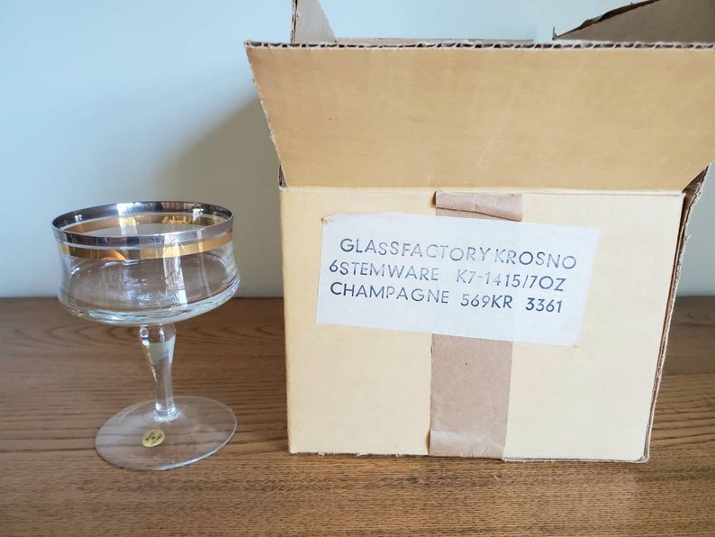 Vintage Krosno Champagne Glasses Dessert Dishes Silver & Etsy