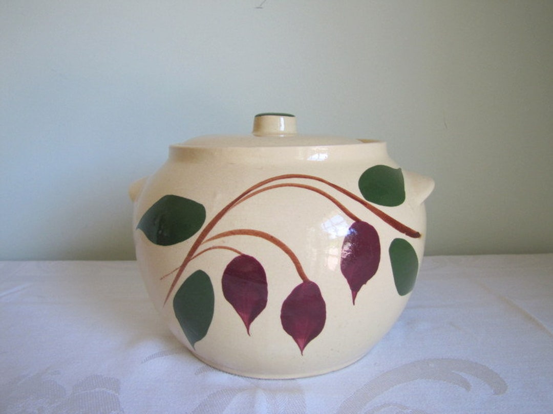 Vintage WATT Ovenware Tear Drop Bean Pot With Lid 76 Yellow Ware Etsy