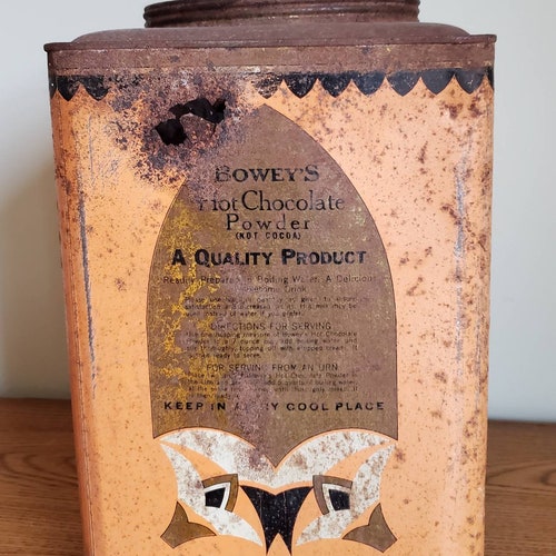 Bowey's Hot Chocolate shops Powder Tin Vintage Farmhouse Decor