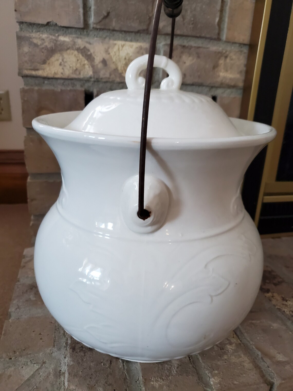 Huge Antique Chamber Pot w/ Lid and Bail Handle Homer Etsy