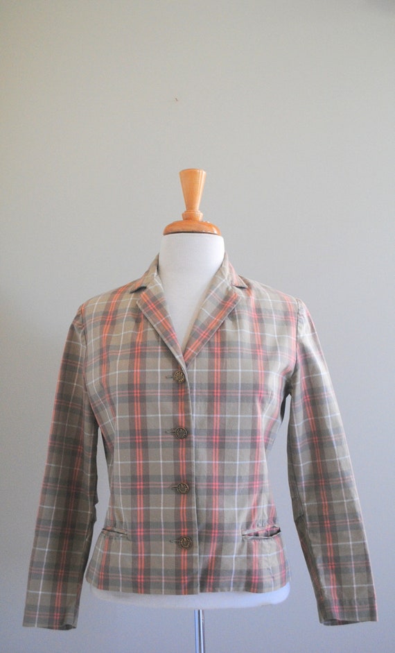 Vintage Bobbie Brooks Plaid Cotton Blazer Jacket,… - image 7