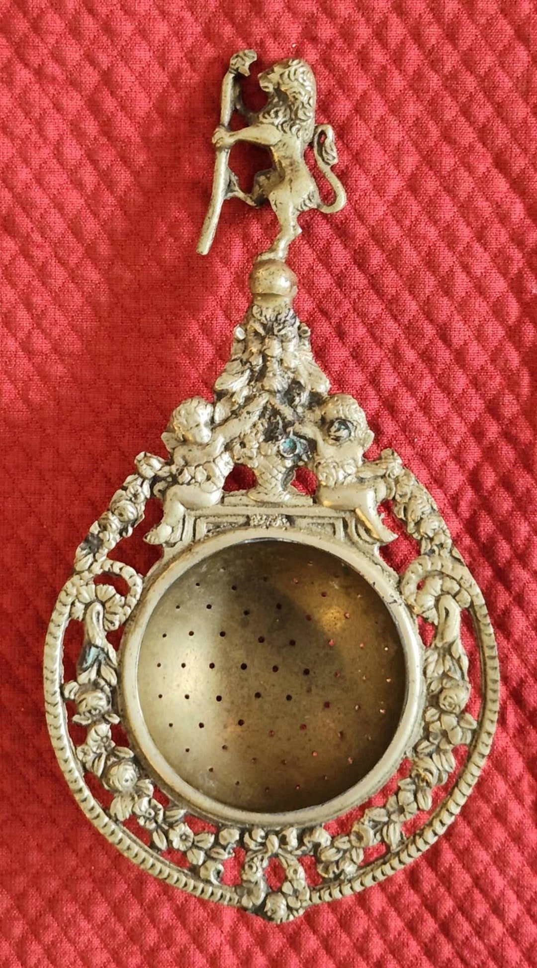 Vintage Brass Ornate Tea Strainer With Cherubs and Lion Tea Etsy