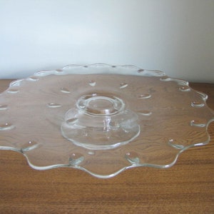 Vintage Pedestal Cake Plate Stand 13&quot; Large Teardrop Clear Glass