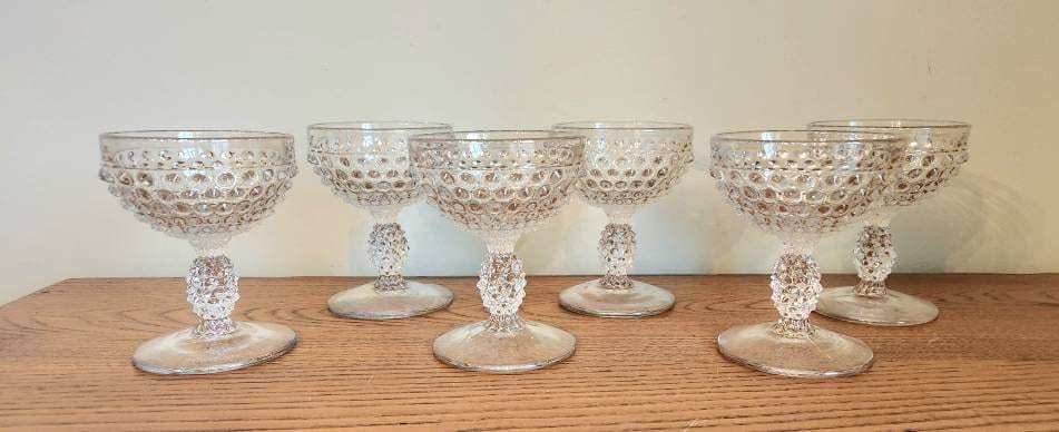 19 Century Hobnail Wine Glass Unique Stem 5 1/4 Tall 6 OZ Set Of 4