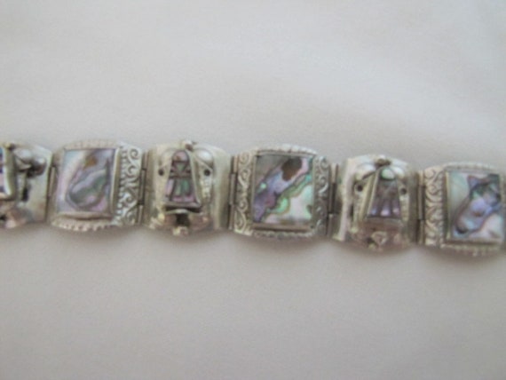 Vintage HECHO MEXICO Sterling Silver .925 Abalone… - image 4