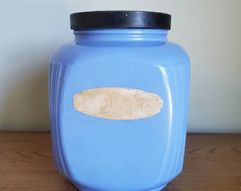 Vintage Square Coffee Jar Large Blue Jar