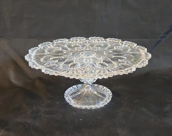 Shannon Crystal Designs of Ireland Pedestal Glass Hobnail Cake Stand Plate RARE   #25