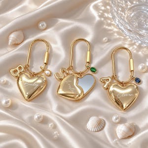Porte-clés miroir de poche, breloque personnalisée initiale et pierre de naissance, cadeau demoiselle d'honneur, cadeau de mariage, cadeau de Noël pour elle, breloque pour sac