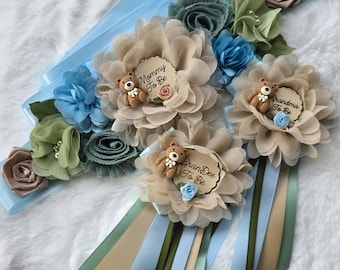 Apenas puedo esperar a la faja de maternidad - faja de mamá osito rojo - faja de maternidad verde salvia