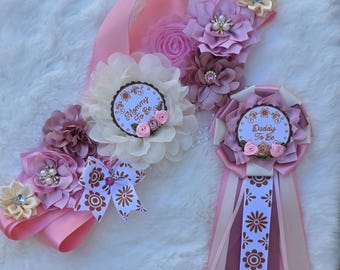 Cielito Lindo Baby Shower Sash & Pin – pink and white sash