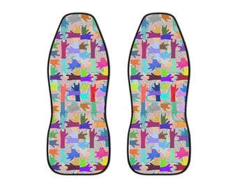 Colorful Hands Pattern Car Seat Covers | Multicolor Abstract Driving Accessory