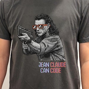 Grappig programmeurshirt, T-shirt met coderingshumor, cadeau-T-shirt ontwikkelaar | Jean Claude kan coderen | AI Coder T-shirt Software-ingenieur cadeau