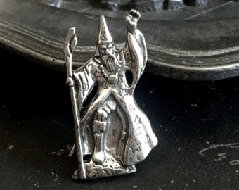 Vintage Sterling Silver Wizard Pendant, Mystical Jewelry