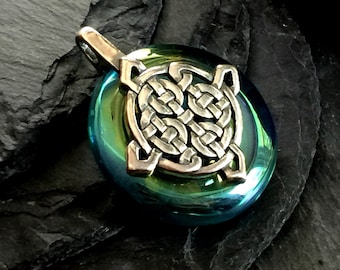 spiritual labradorite pendant pagan celtic druid pendant donut crystal Labradorite Gemstone Donut Necklace