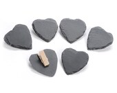 Slate Grey Chalkboard Heart Shaped Clips- Set of Six Industrial Decor