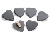 Slate Grey Chalkboard Heart Shaped Clips- Set of Six Industrial Decor