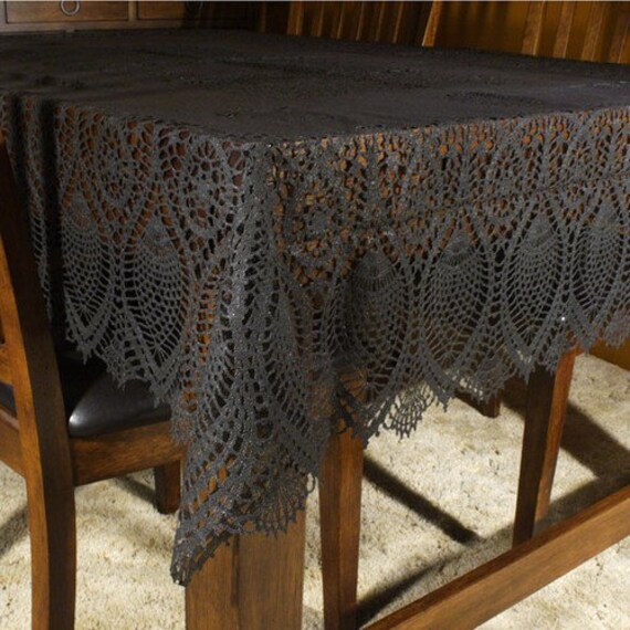 Black or White Vinyl Lace Tablecloth Etsy