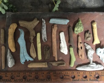 24 Piece Driftwood Collection, Hand Painted and Natural