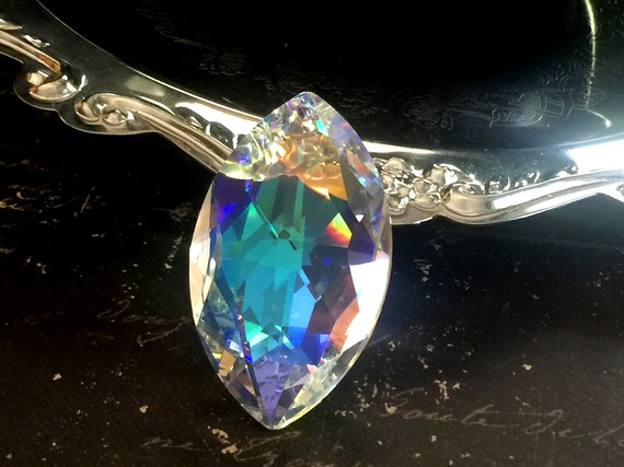 Beautiful Austrian Crystal FACETED DIAMOND RECTANGLE Suncatcher Prism Ornament 