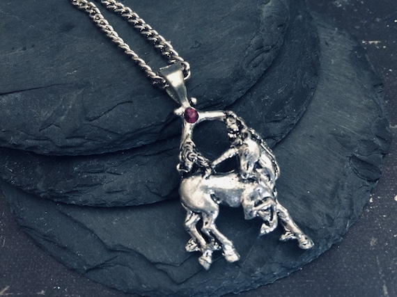 Vintage Unicorn Pendant Necklace, Mythical Creatu… - image 1