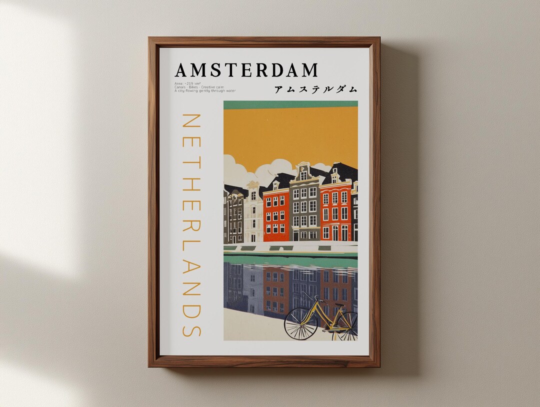 Amsterdam Retro Japanese Poster | Nostalgic Netherlands Art Print ...