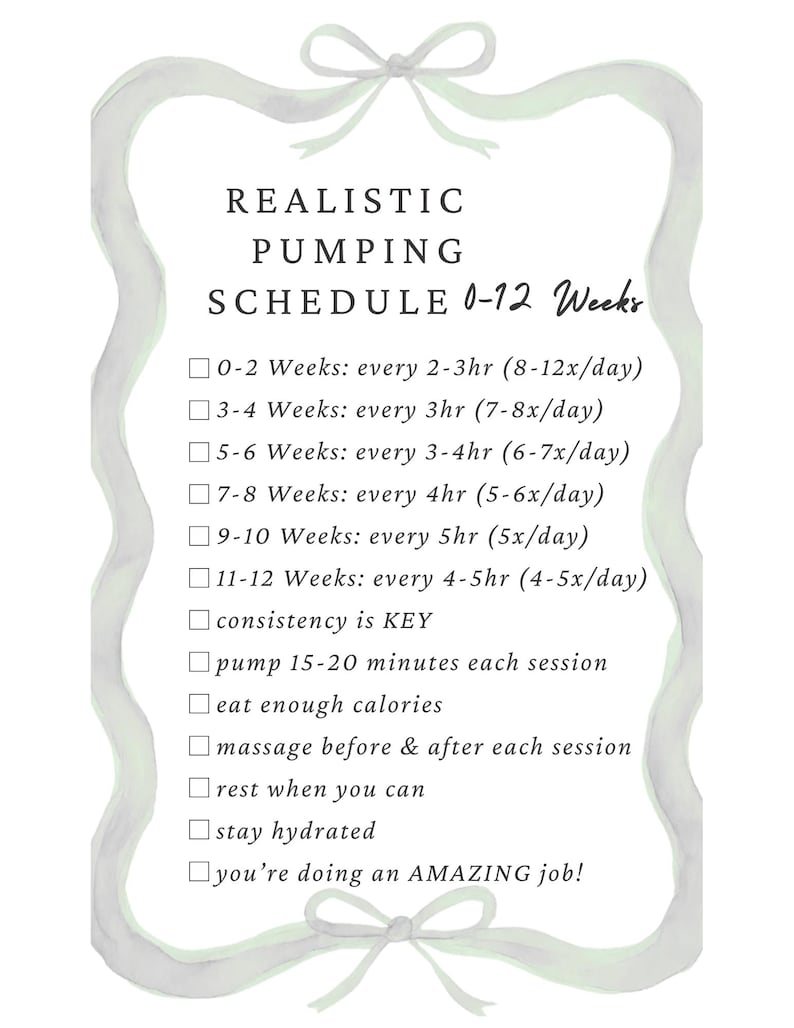 Pumping Routine Pumping Schedule 0-12 Weeks Printable | Breastfeeding Tracker PDF ...