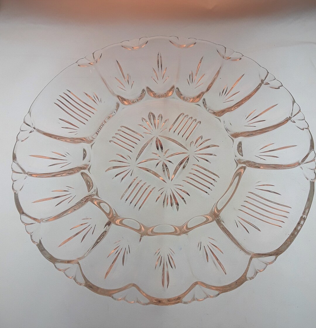 Vintage Federal Glass Deviled Plate Relish Dish Pattern Etsy