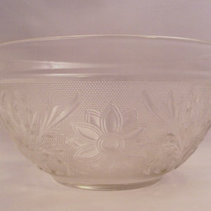 Anchor Hocking Glass Sandwich Pattern Large Salad Serving Bowl 9&quot; Crystal Clear