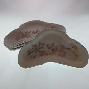 Vintage Semi Porcelain Carlsbad C.S.M. Austria Set of 4 Crescent Shaped Bone Dishes