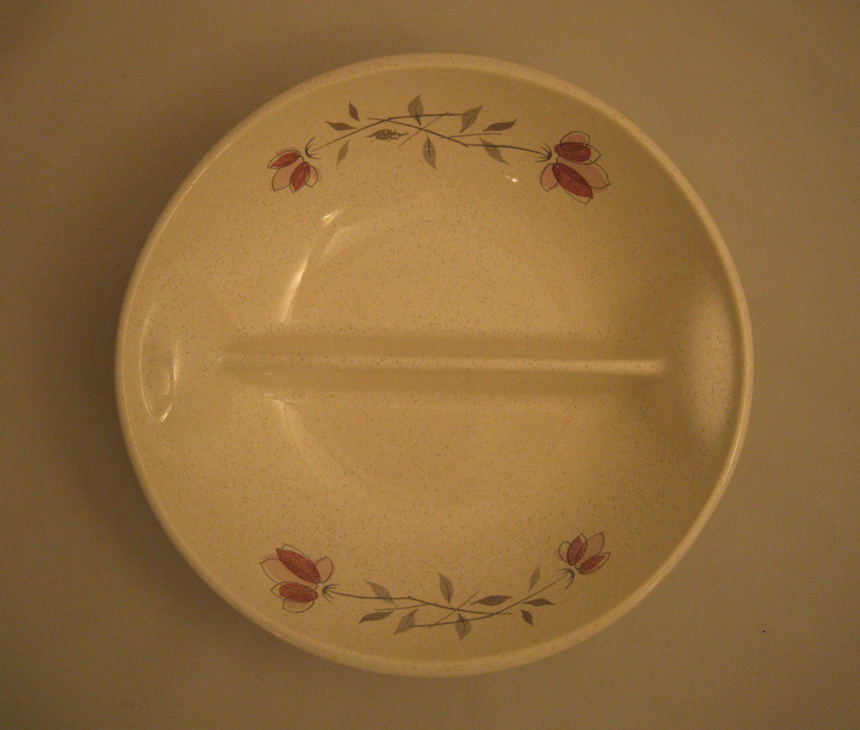 Mid Century Franciscan China Duet Divided Vegetable Serving Dish Bowl